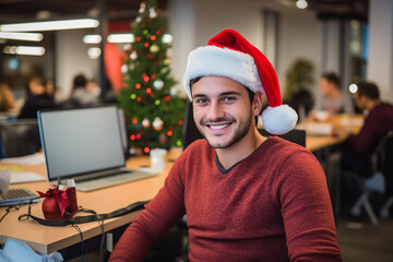 Poster - generative ai picture of office manager celebrate new year night in office indoors