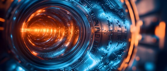 Poster - visualizing magnetic confinement of plasma in fusion photography of futuristic energy technology and