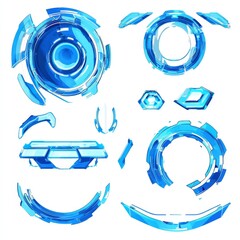 Poster - Blue holographic hud with transparent background with separated shapes
