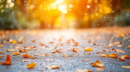 Poster - An autumn alley with beautiful golden colors and foliage.