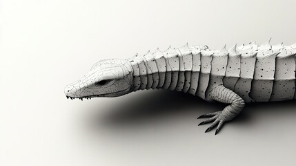 Poster - Black and White Lizard with Detailed Scales