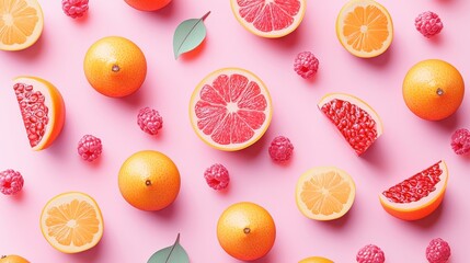 Pink Background with Citrus Slices