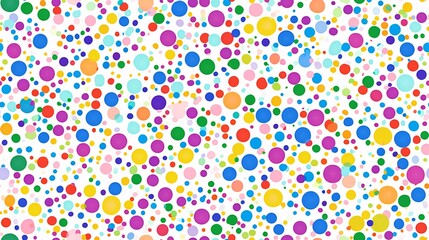 Poster - A vibrant and colorful pattern of overlapping circles in various sizes, set against a clean white background creating a lively visual effect.
