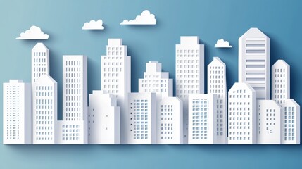 Poster - Background of gray cityscape. Monochrome urban landscape with street. Modern architectural panorama.