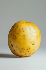 Canvas Print - A single yellow potato sits on a white background.