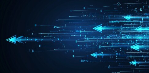 Poster - Three-dimensional rendering of abstract growing arrows on a blue background. Concept for success, progress, and success.