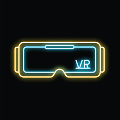 Poster - Neon sign representing virtual reality headset on black background