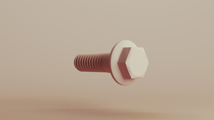 Fototapete - Beige bionic hardware bolt screw shape component technology design element neutral monochrome soft tones skin tones background 3d illustration render