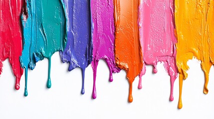 Poster - Colorful paint drips in vibrant hues, creating an artistic and visually appealing background. Perfect for creative projects and designs.