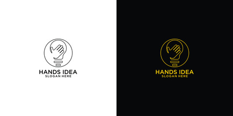 Wall Mural - Creative hand and bulb logo design with modern concept premium vector