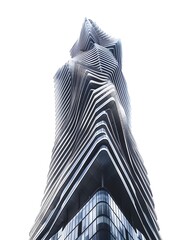 Poster - Twisted Modern Skyscraper with Rotated Floors Isolated on White Background