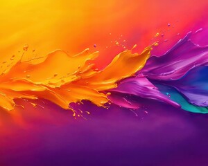 Poster - A bright living room with an abstract splash of color on canvas complementing the sleek furniture