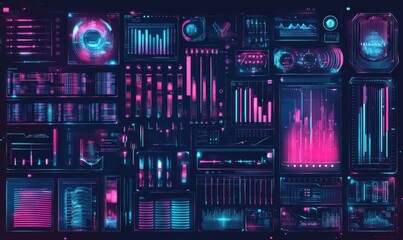 Poster - You can download HUD interface elements like lines, circles, pointers, frames, and bars for web applications