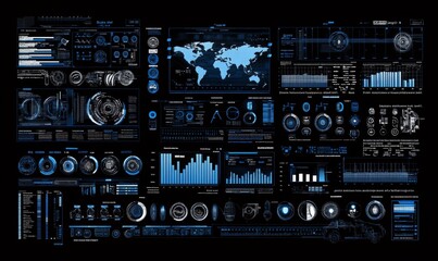 Poster - An infographic or technology interface for the visualization of information in a futuristic HUD.