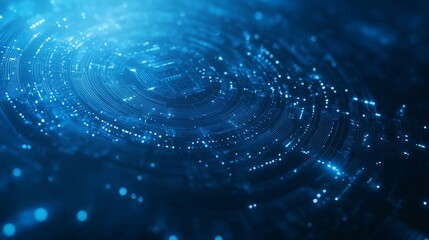 Poster - Rendering of an abstract technology product display background. Sci-fi circle circuit hud on a gradient blue computer circuit background.
