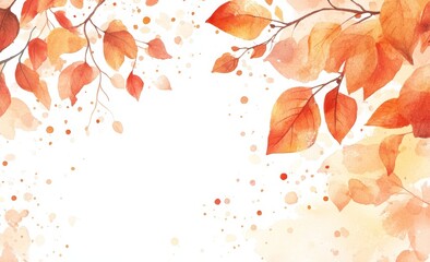 Wall Mural - An autumn card with watercolor leaves isolated on a white background.