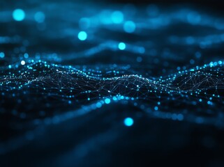 Poster - An image of sci-fi digital technology with a line network and data graphic background
