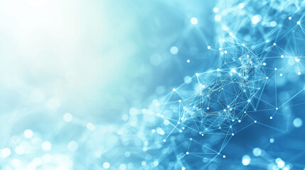 Fototapete - Blue abstract digital connections background,network,science, gradient ,bokeh,light,wave,spotted,dot, wallpaper.