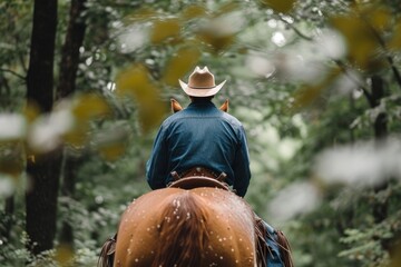 Wall Mural - Cowboy with horse mammal animal adult.