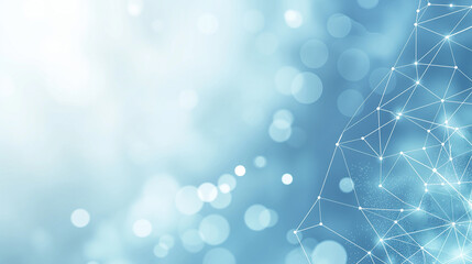 Fototapete - Blue abstract digital connections background,network,science, gradient ,bokeh,light,wave,spotted,dot, wallpaper.