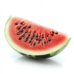 Wall Mural - A juicy slice of watermelon with black seeds.