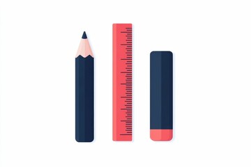 Poster - icon featuring a ruler eraser and sharpener grouped together in a flat design style isolated on a clean white background  These essential office and school supplies symbolize education math design