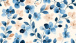 © watcharee - A beautiful floral pattern featuring blue and peach flowers with green leaves on a soft background.