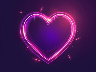 Poster - Pulsating Neon Heart   Modern of Glowing Love and Connection Symbol