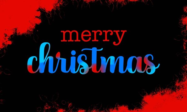A simple Merry Christmas typography design on black background.