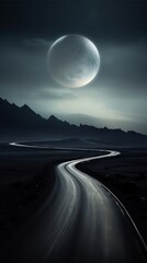 Wall Mural - Grey tone wallpaper curve road astronomy outdoors nature.