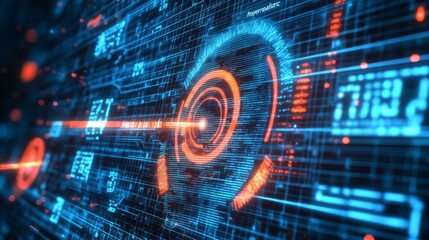 Poster - this is a motion graphic with a colorful sonar radar screen searching an object with a line digital 