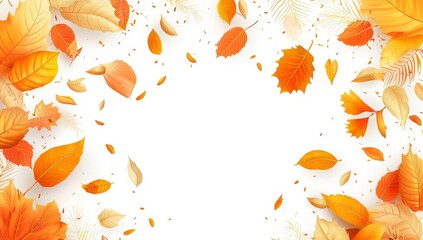 Sticker - Autumn leaves falling in 3D - isolated for background