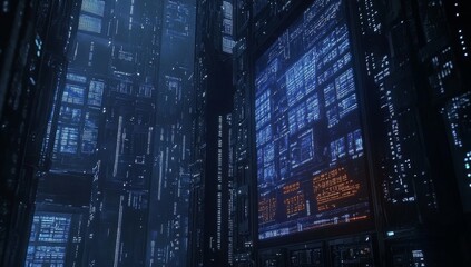 Poster - HUD control panel and futuristic modern user interface elements. Blue glowing sci-fi technology frame. 3D artwork.