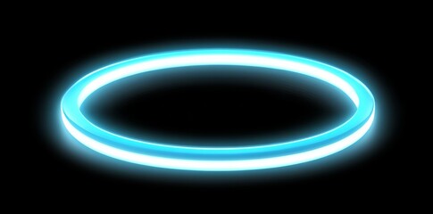 Poster - Modern technology gaming with futuristic circular hologram podium. Round border computer screen with sci-fi digital frame.
