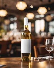 Canvas Print - Bottle wine restaurant label.