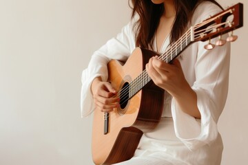 Playing guitar musician hand performance.