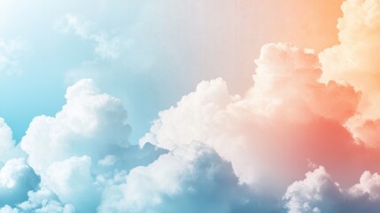 Poster - Pastel-colored cloud formations in soft white and blue tones, merging smoothly across the sky, creating a tranquil, dreamlike abstract background
