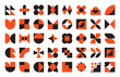 © Anastasia - Set, collection geometric shapes. Trendy set with shapes different style. Bauhaus, futuristic, memphis. set of black bauhaus shapes, geometric abstract shapes. Modern style