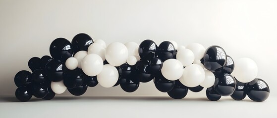 Poster - Stunning monochromatic balloon arch backdrop featuring elegant shapes seamless color transitions and a clean minimalist aesthetic  Perfect for events parties and modern interior design