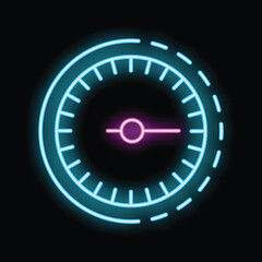 Poster - Neon glow effect icon of a clock or timer counting down or showing the time passing by with segments