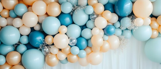 Poster - Elegant and Refined Monochromatic Balloon Arch Backdrop with Modern Design Elements Subtle Color Transitions and a Cohesive Aesthetic Perfect for Events Parties and Creative Photography