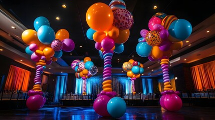 Poster - vibrant and playful air balloon for festive events and featuring bold colorful and dynamic balloon a