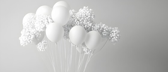 Poster - Serene and refined monochromatic balloon arrangement using a clean minimalist design to create a captivating and elegant visual aesthetic
