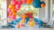 © Jittapon - Colorful and Vibrant Air Balloon for a Playful and Joyful Event Featuring a Lively Table Setting and Cheerful Atmosphere by the Window
