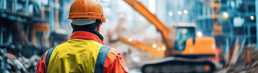 Poster - A construction worker wearing a yellow vest