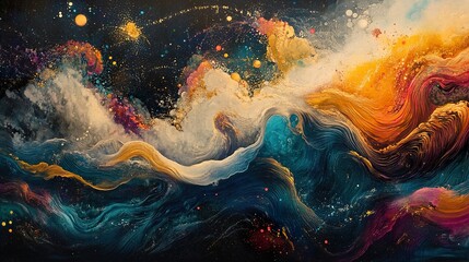 Canvas Print - Cosmic Dreamscapes: Abstract Art with Swirling Colors and Textures