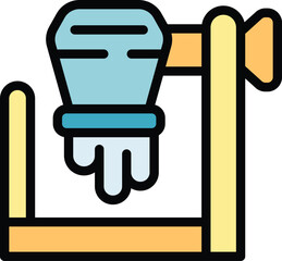 Poster - Concrete mixer pouring cement for construction works in filled outline style