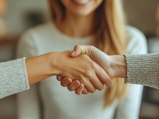 Poster - handshake of a corporate worker in a office finishing up a meeting