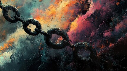 Canvas Print - Abstract Chains: A Grunge Painting of Hope and Despair