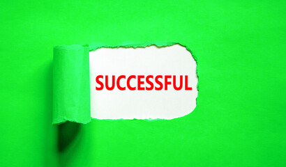 Successful symbol. Concept word Successful on beautiful white paper. Beautiful green paper background. Business successful concept. Copy space.